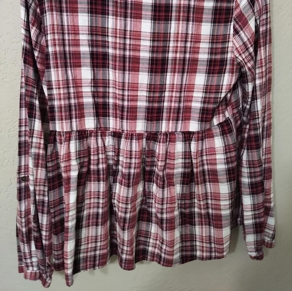 Maurice Plaid Peplum Shirt / Small - Picture 4 of 9